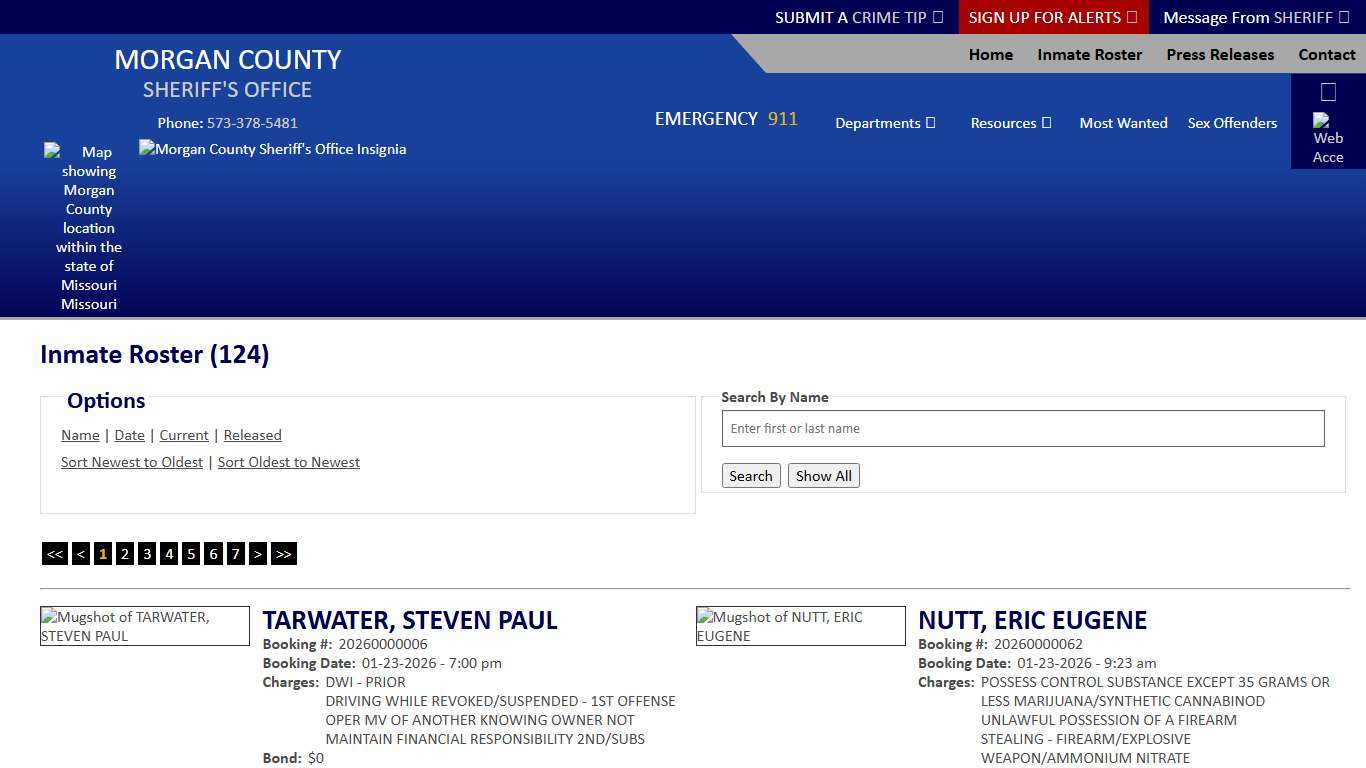 Inmate Roster - Current Inmates Booking Date Descending - Morgan County Sheriff MO